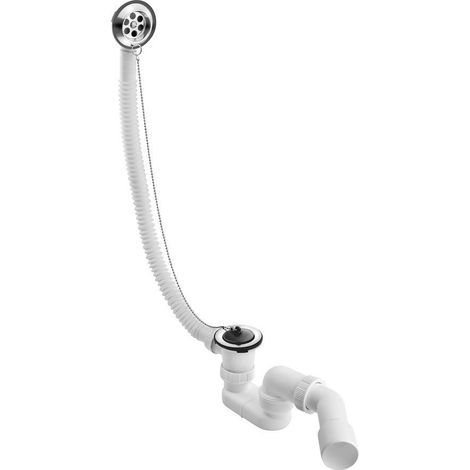 Set de bain avec bouchon sur chaîne, (L) 700mm, DN40/50, inox poli (1/2)