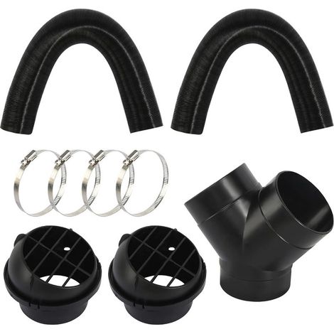 Kit tuyaux en Y 75 mm pour chauffage auxiliaire diesel – sortie d'air chaud avec tuyau de purge et clips (1/4)