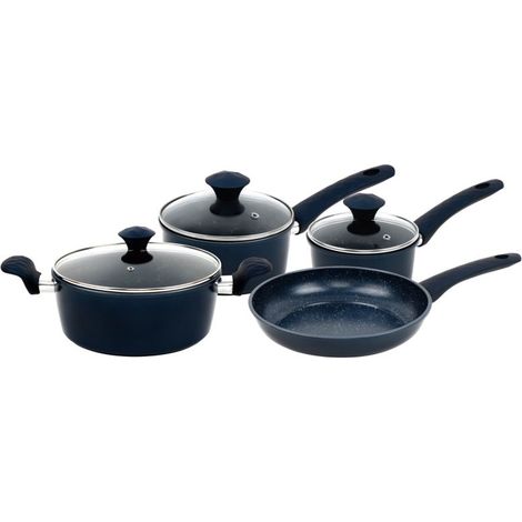 Batterie de cuisine forgée revêtement en marbre Bleu 7 pièces Herzberg HG04685-BLU (1/5)