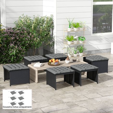 Lot de 6 coussins de chaise de jardin, Coussins extérieur capitonné, grand confort cm avec attaches, dim. 40L x 40l cm (1/5)