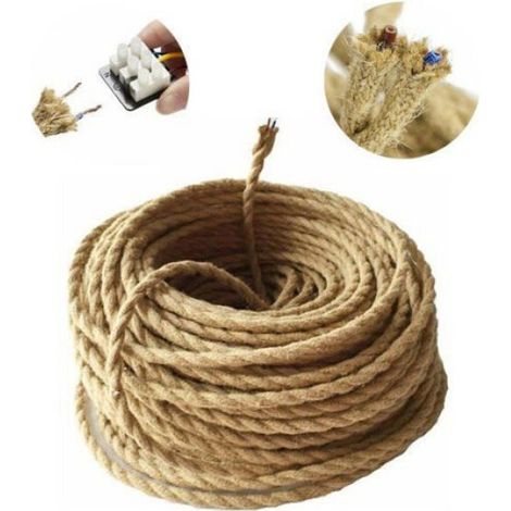 Fil Électrique Corde 10m, 2 Cœurs, Câble Vintage Cuivre Rétro Tressé pour DIY Pendentif Lampe Odipie (1/4)