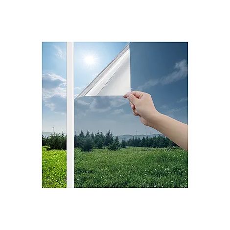 Film miroir anti regard 99% UV – Protection solaire et thermique – Facile à installer – 40 x 200 cm – Pour maison, bureau, magasin (1/4)