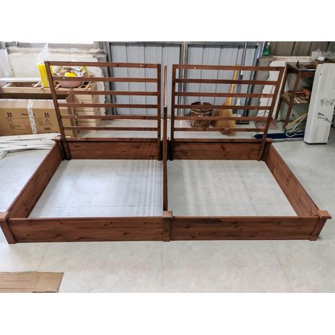 COSTWAY Letto Rialzato da Giardino con 2 Cassoni per Piantare e 3 Tralicci,222x114x110 cm,Marrone