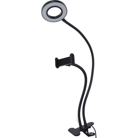Aufsteckbare Ringleuchte, multifunktionale, flexible Schreibtischlampe, Beleuchtung für Live-Streaming mit dem Handy, einstellbare Helligkeit, Schreibtisch-Schönheitslampe (dreifache Farbtemperatur) (1/5)