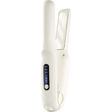 Mini-tragbarer, wiederaufladbarer Doppelfunktions-Haarglätter für Ponyfrisuren und Locken, ideal für Studentenwohnheime. (1/5)