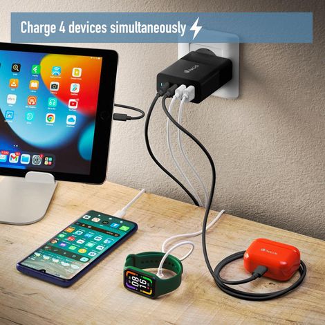 Cargador de Pared NGS Bud/ 2xUSB Tipo-C/ 2xUSB/ 100W (1/2)