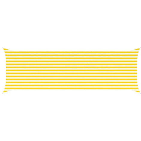 Voile d'ombre jaune et blanc 6 x 2 m 100 % polyester oxford - Voile ombrage protection UV terrasse balcon jardin (1/5)