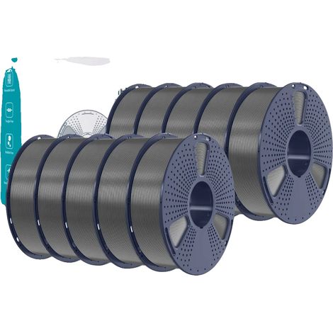 Filamento per stampante 3D, ad alta resistenza, PETG, senza bolle, 10 kg, grigio. (1/2)