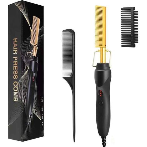 Unisex Hot Comb Hair Straightener & Beard Curling Comb for Smooth Styling - Unisex Hot Comb Hair Straightener & Beard Curling Comb for Smooth Styling (1/5)