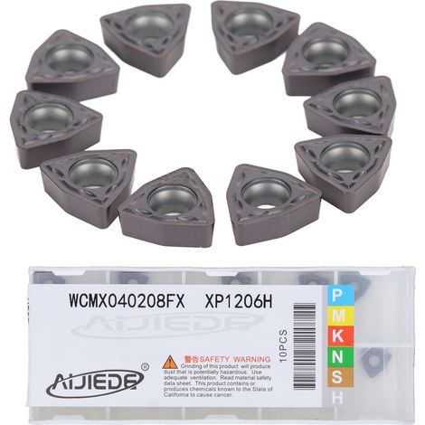 Plaquettes de tournage carbure noir 10 pièces, outils CNC, forets en U, inserts WCMX040208FX pour coupe métal (1/5)
