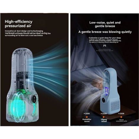 Climatiseur mobile sans évacuation, refroidissement et humidification par pulvérisation, recharge USB-C, utilisation intérieure et voyage, couleur blanc (1/5)