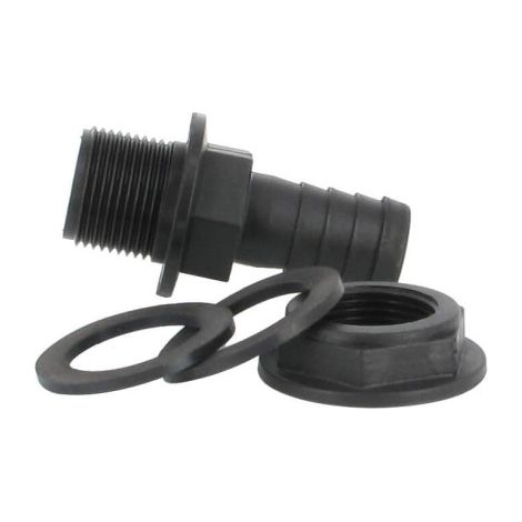 Multicuves – Trop-plein cuve eau 1000L – Embout droit Ø 20 mm – Pour cuves IBC – Évacuation trop plein d'eau de pluie – Polypropylène