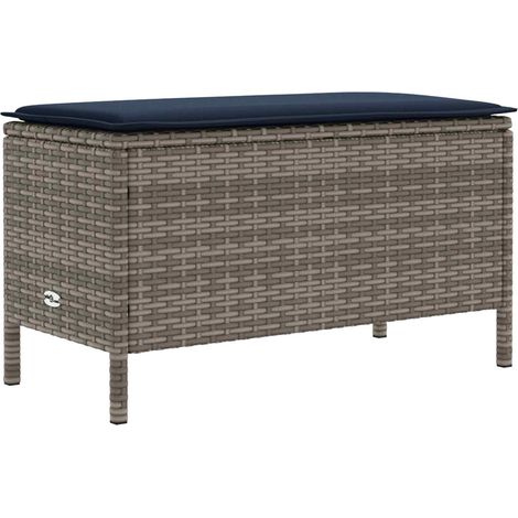 Garten-Fußhocker Grau und Marineblau 80 x 38 x 42 cm PE-Rattan vidaXL