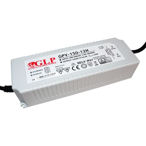 LED LED Alimentazione elettrica DC12V 150W 12.5A IP67 GLP Resistenza all'acqua