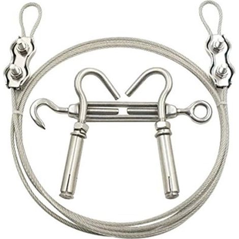 Corde à Linge Rétractable - Câble Acier Inoxydable 6 m - Résistant au Vent et Anti-fléchissement - Pour Extérieur Intérieur Voyage - 1 Pièce