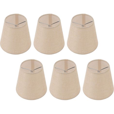 Lot de 6 abat-jour cylindriques en lin avec support en fer pour lampe domestique (1/5)