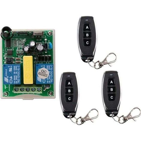 2-Kanal-Funkfernbedienung, 1 Empfänger + 3 Sender für Schlauch, Garagentor-Funk-Set, elektrische Seilwinde, Motorsteuerung, Umkehrfunktion, 220 V (1/4)