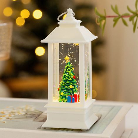 Lanterne Led De Noël - Avec Personnage Père Noël Bonhomme De Neige Arbre De Noël - Pour Décoration D'Arbre Intérieur Table Et Salle De Séjour - 60 ml - 1 Pièce (1/5)