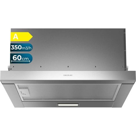Flux TLM 603500 Inox A de 60cm de breit, Ausführung in Edelstahl, Saugleistung 350m3/h, Motor 70W, Klasse A, mechanische Steuerung, 2 Leistungsstufen de und Filter de Kohle.