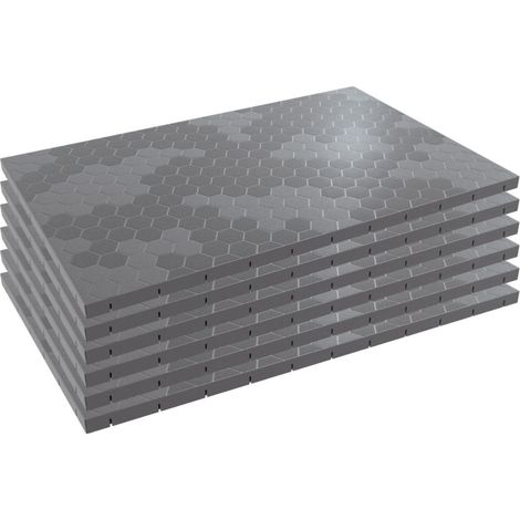 Lot de 6 Dalles de sol Clipsables Grises 116x76x3 cm Rectangulaire Polypropylène Revêtement de Sol Modulable 4.61m2 INTEC