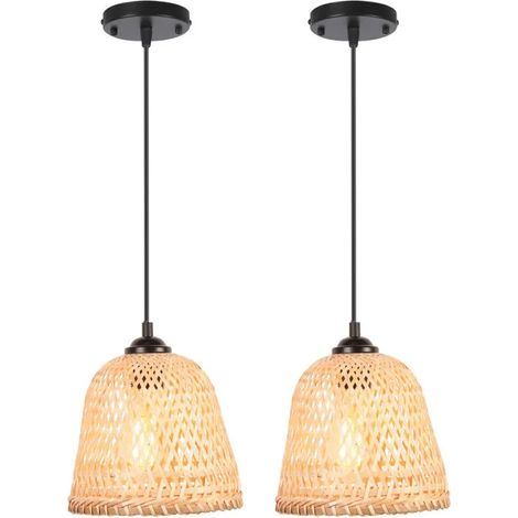 Lampe Suspension - - Vintage - Bambou - E27 - 60W - 2PCS (1/5)