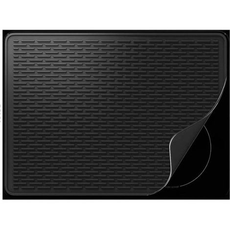 Tapis Protection Plaque Cuisson Verre - Silicone 71x50cm Noir - Anti-Rayures et Brûlures - Égouttage et Plan de Travail (1/4)