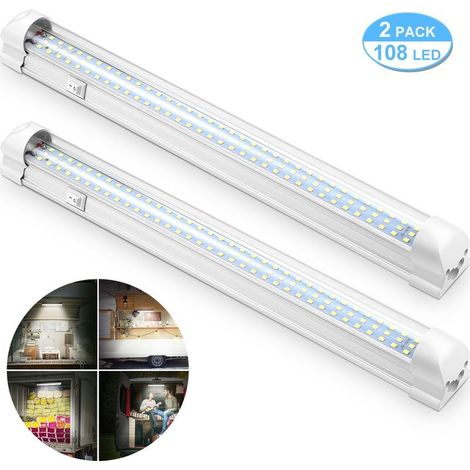 12V Barre de lumière intérieure à LED, Éclairage intérieur Lumineuse avec Interrupteur Marche/arrêt 1200LM Barre de Bande Lampe pour Voiture Van Camping Camion Bateau 2PCS (1/5)