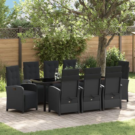 Garten Essgruppe 9 pcs Schwarz Poly-Rattan vidaXL (1/5)
