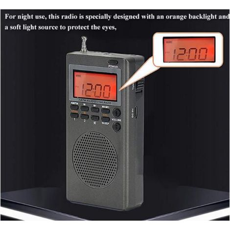 Mini Radio Portable FM AM 9K/10K, Récepteur Radio, Haut-Parleur Intégré, Rétroéclairage, Écran HD, Réveil, Minuterie de Mise en (1/5)