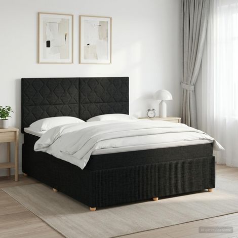 vidaXL Lit boxspring avec matelas Noir 140 x 190 cm Tissu (1/5)