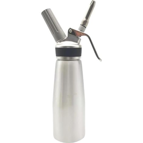 TolleTour Distributeur de crème Whipper Siphon à Chantilly Professionnel Aluminium 500ml en acier inoxydable Siphons pour Mousses et Crèmes（Couverture ronde en cuir） (1/4)