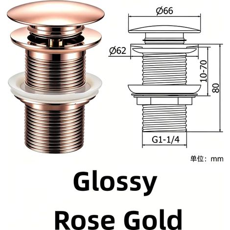 (Rose Gold No Hole)Bathroom Basin Sink Brass Pop Up Drain Waste Stoppers With or Without Overflow Hole Washbasin Bathroom Faucet Accessories (1/4)