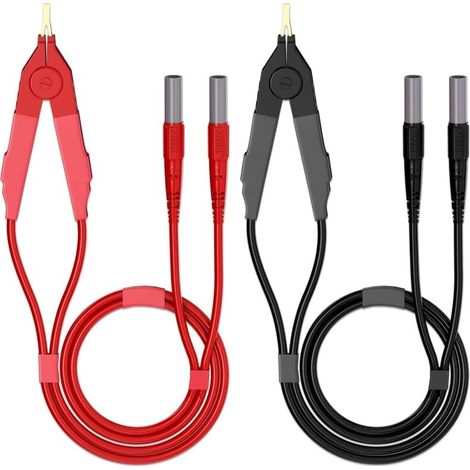 Fils de Test de compteur LCR, bornes Kelvin, fils de cable à fiches banane de sécurité de 4mm, 1.2m/3,94 pieds pour DMM (1/4)