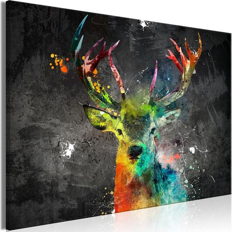 Tableau Cerf arc-en-ciel large - 90 x 60 cm (1/4)