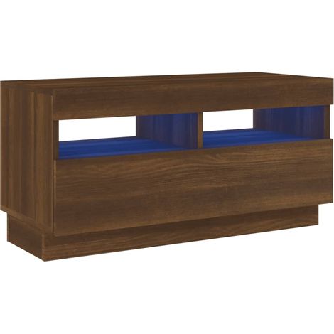Mobile TV multimediale scaffale per televisione televisore buffet sala da pranzo soggiorno camera da letto con luci a LED rovere 80 x 35 x 40 cm marrone 020026699