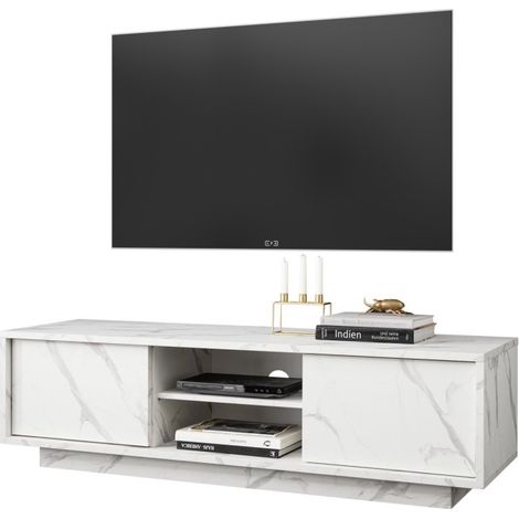 Mobile TV 2 porte, collezione COLOMARMO, colore bianco effetto marmo, ideale per il tuo soggiorno alla moda e moderno