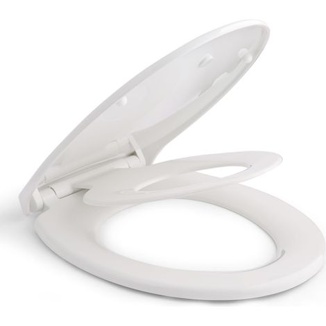Abattant WC Familial, Lunette de Toilette avec SièGe Enfant MagnéTique, Frein de Chute et CharnièRe RéGlable, Abattant Wc en PolyéThylèNe pour Adultes et Enfants(447 X 371 X 55 mm) (1/5)