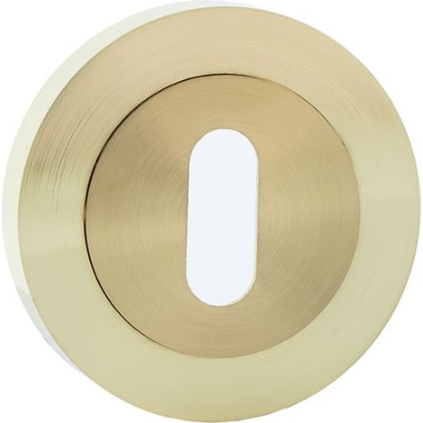 Bocallave roseta redonda zamak dorado satinado puertas 1 unidad (1/3)