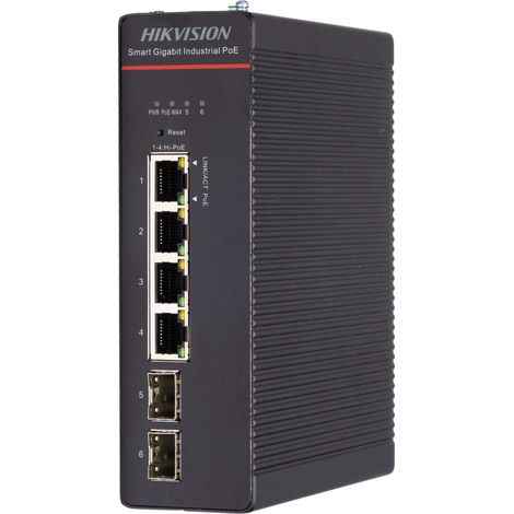 Hikvision Industrial Smart Managed POE Switch Gestito Gigabit Ethernet (10/100/1000) Supporto Power over Ethernet (PoE) Nero