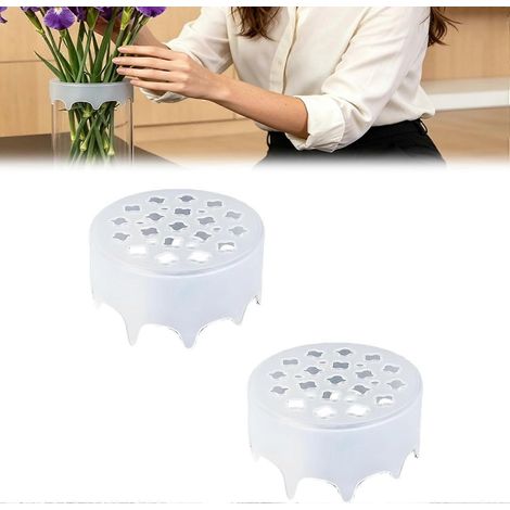 Grille à fleurs silicone support réutilisable pour vases, imperméable, compositions florales DIY déco intérieure mariage blanc lot de 2 (1/5)