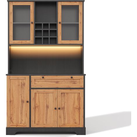 Armoire de cuisine,armoire vitrine avec porte. L’armoire est équipée d’un étagment intégré pour les épices. Les compartiments sont réglables. L’armoire est également dotée d’une lumière LED qui varie  (1/5)