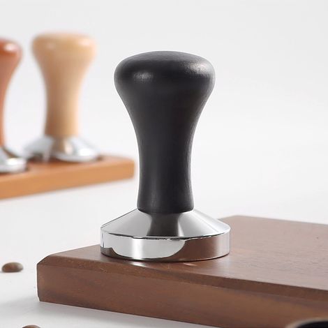 Tasseur à café - Taille S - diamètre 49 mm - longueur 8,8 cm - tasseur à café - outil ergonomique en acier pour le café moulu - manche en bois - convient pour la maison ou le bureau - tasseur - tasseu