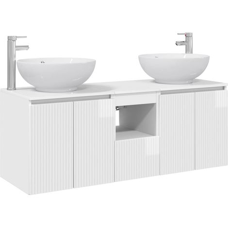 Bathroom Cabinet Set 3 pcs High Gloss White 49.5 x 44.5 x 65 cm vidaXL (1/5)