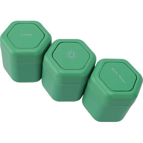 Capsules de Voyage Magnétiques, Côtés Hexagonaux avec Aimants Puissants pour un Stockage Compact, Fermeture Sécurisée à Vis, capacité de 40 Ml, Conformes aux Réglementations de (GREEN) (1/4)