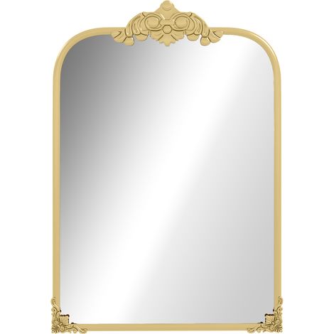 Spiegel 60x87 cm – quadratischer Badezimmerspiegel – Wandspiegel – Flurspiegel – Barockstil mit dekorativem Metallrahmen – dekorativer Badezimmerspiegel – Goldfarben (1/5)