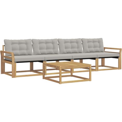 Set di divani da esterno 5 pcs Bianco e Grigio Chiaro vidaXL (1/5)