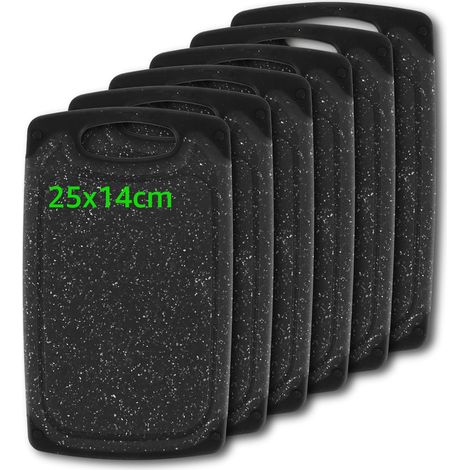 Lot de 6 Planches à Découper Plastique 25x14 cm, Planche à Découper Antimicrobienne avec Saignoire et Poignée, Lavable au Lave-Vaisselle, Sans BPA, pour Cuisine (1/5)