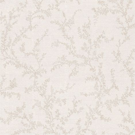 Papier peint nature Profhome 790902 papier peint intissé gaufré à chaud légèrement texturé avec des ornements floraux mat crème beige-gris blanc crème 5,33 m2