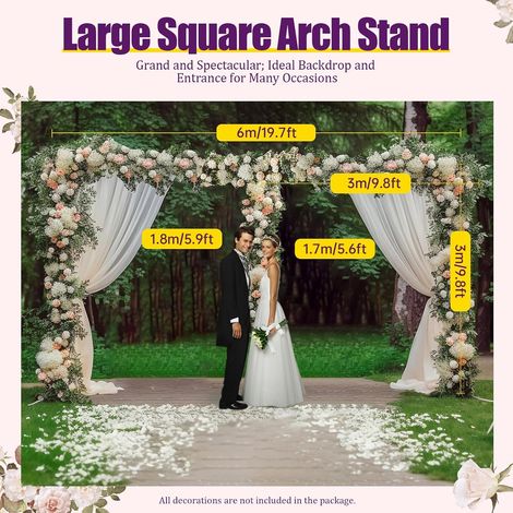 Set de 3 x 6 m, pour mariage, décoration de mariage, support pour fond de scène avec bases en acier inoxydable lestées pour fêtes de mariage, fond photographique, 3 x 6 m (1/5)