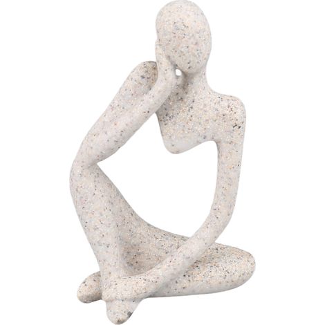 Statue du Penseur en Résine, Décoration Style Pensif pour Salon, Bureau ou Bibliothèque, Finition Grès (1/5)